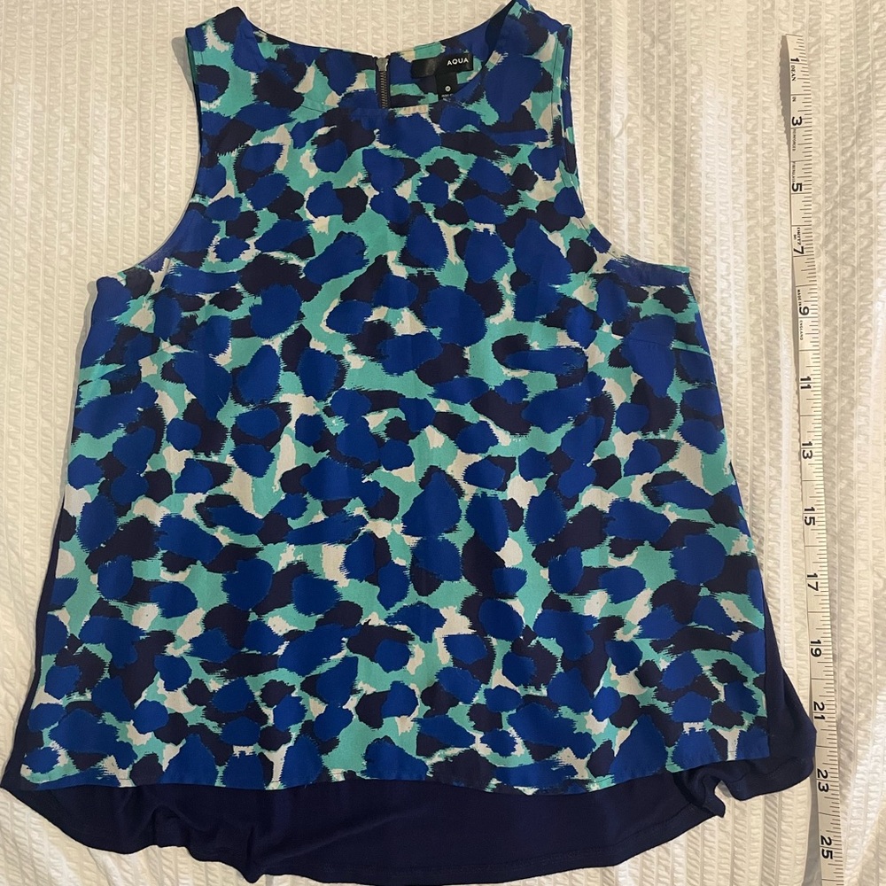 Aqua flowy paint splotch tank top